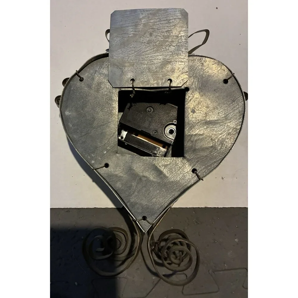 Vintage Made Heart Clock, Galvanized Steel and copper construction.